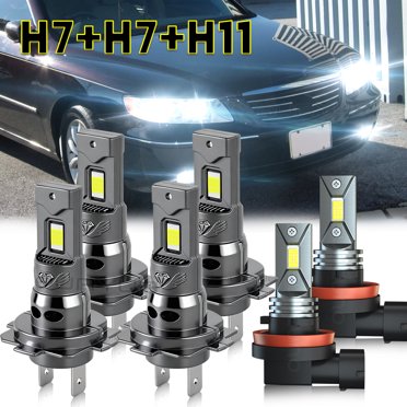 CHUSYYRAY 6-Piece Combo LED Headlight & Fog Light Bulbs For Hyundai Elantra 2013-2018 - 6000K White