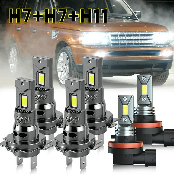 Quayub LED Headlight High Low Beam + Fog Light Bulbs Combo 6500K For Land Rover Range Rover Sport 2006-2009,Pack of 6