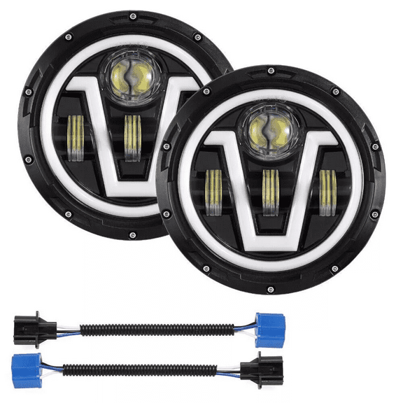 Quayub Newest 7" Round Led Headlight Hi-Lo for Jeep Wrangler JK LJ TJ for Chevy C10 C20