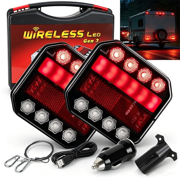 Quayub Wireless Magnetic Trailer Lights Rechargeable LED TailLight Kit For Trailer Set of 2