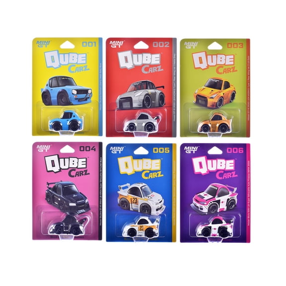 "QubeCarz" Series #1 Set of 6 pieces 1/64 Diecast Model Cars by Mini GT
