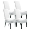 thumbnail image 1 of Qubjus Dining Chair Slipcover Stretch Chair Covers for Dining Room Set of 4 Washable Kitchen Chair Cover with Skirt for Home Party (White & Grey, 4PC) C91, 1 of 2