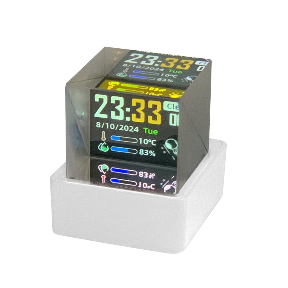 Quboox Cyber Cube，Mini 3d Hologram Cube Display,Smart Weather Station Digital Clock,Gif Animations And Electronic Image ,Flexible Display With Custom Photo Album,Player For Desktop and Car