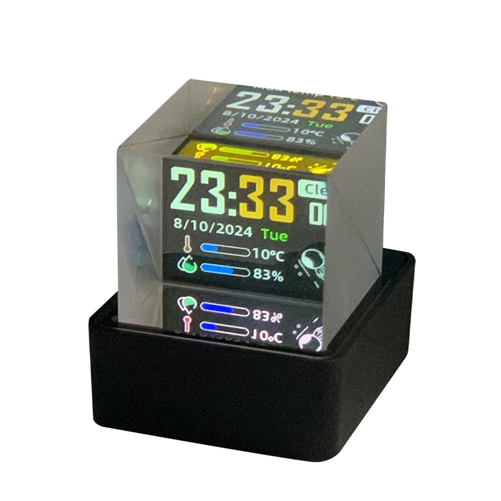 Quboox Cyber Cube，Mini 3d Hologram Cube Display,Smart Weather Station Digital Clock,Gif Animations And Electronic Image ,Flexible Display With Custom Photo Album,Player For Desktop and Car