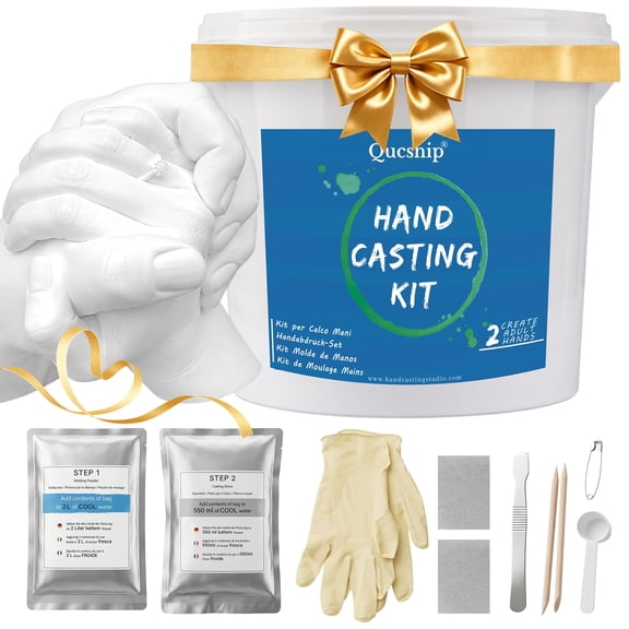 Qucship Couples Hand Casting Kit, Complete DIY Plaster Mold Set for 2