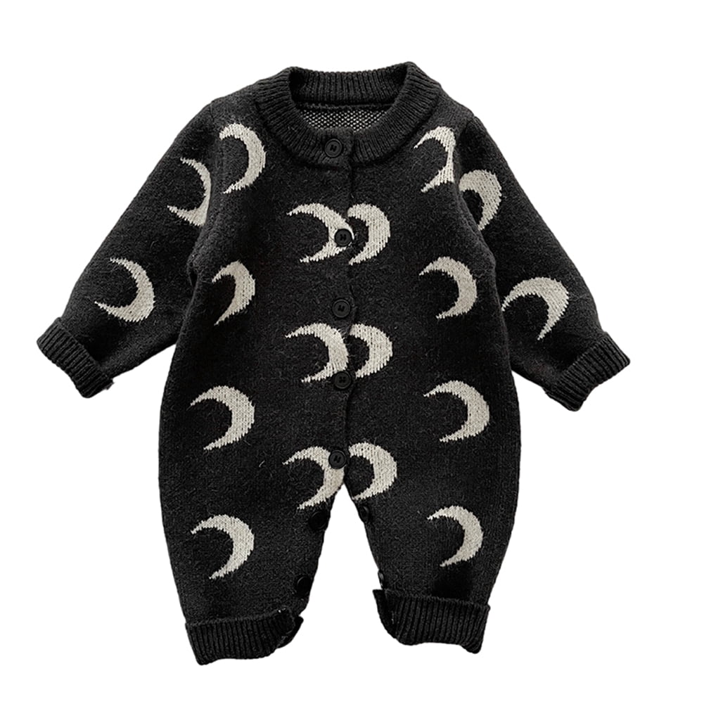 Qudder Infant Baby Knitted Bodysuit Girls Boys Onesies Printing Romper Outerwear Fall Winter Cozy Toddler Jumpsuit for 3 Months-3 Years