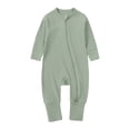 thumbnail image 1 of Qudderr 0-24M Boys Girls Zipper Rompers Pajamas for Baby Infants Snug Fit Jumpsuit Zipper Long Sleeve Unisex Onesies Newborn Spring Fall Winter Solid Color Bodysuit Sleepers, 1 of 9