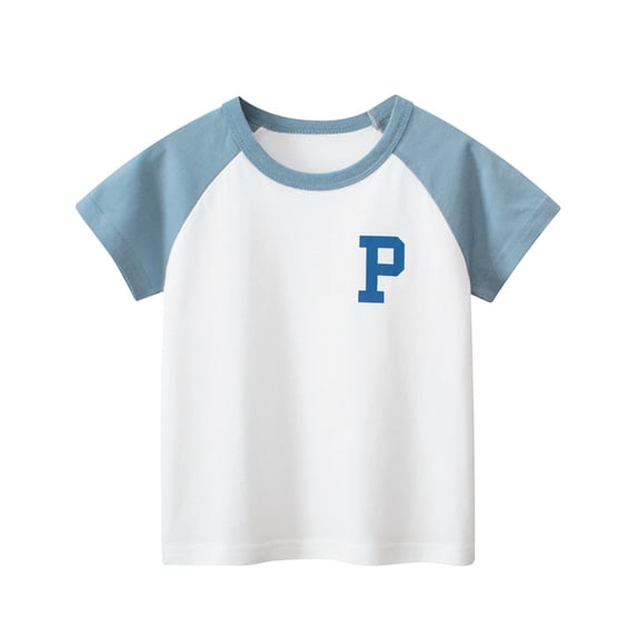 Qudderr 1-10T Boys Letter Print Tees Tops for Kids Toddler Cotton T-Shirts Short-Sleeved Crewneck Tops for Baby