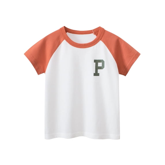 Qudderr 1-10T Boys Letter Print Tees Tops for Kids Toddler Cotton T-Shirts Short-Sleeved Crewneck Tops for Baby
