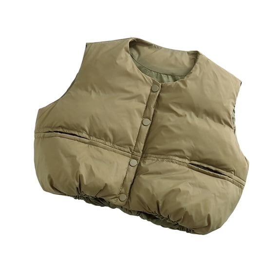Qudderr 1-6T Boys Puffer Cotton Vest Fall Winter V-Neck down Cotton Sleeveless Jacket Thickening Warm Sleeveless Waistcoat Vest for Baby Toddlers Kids