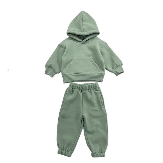 Qudderr 1-8T Boys Girls Cotton Sweatshirt Set, For Kids Baby Solid Color Hooded Pullover Sweatsuit Jogger Pants 2PCS Outfit Fall Winter Tracksuit Clothes