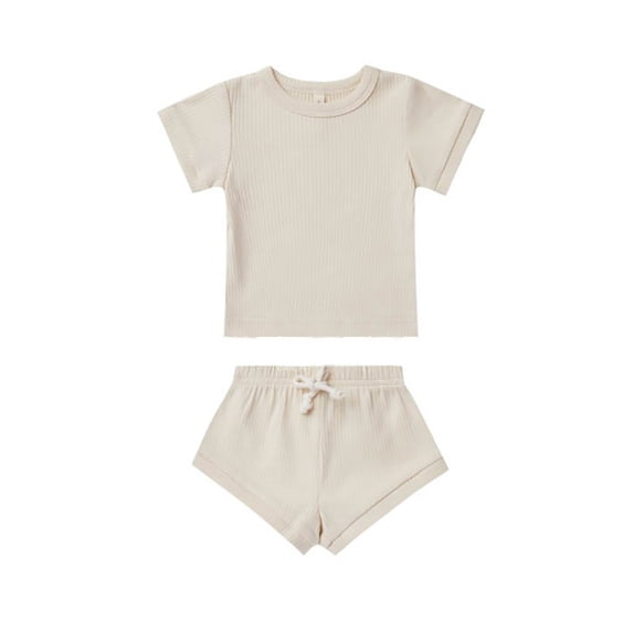 Qudderr 3-24 Months Girls Boys T-Shirt Shorts Set 2PCS,Infant Baby Summer Stripe Tees Tops Shorts Outfits for for Toddler Size
