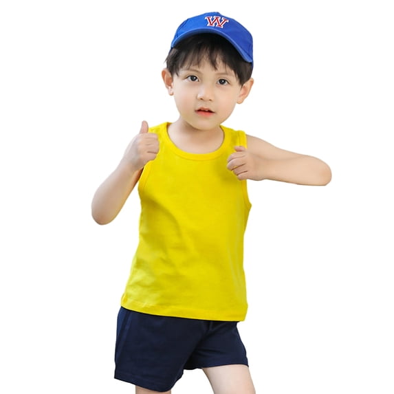 Qudderr 9 Months-10 Years Boys Girls Vest Shirt Sleeveless Tees Tops Casual Cotton Bottoming T-Shirt Summer Breathable Tops Pullover for Toddler Kids Baby