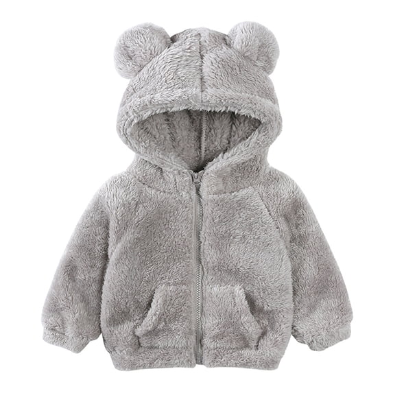 Qudderr 9M-7T Boys Girls Winter Hooded Coat Jacket for Baby Toddler Thick Wool Coat Kids Warm Fleece Outerwear