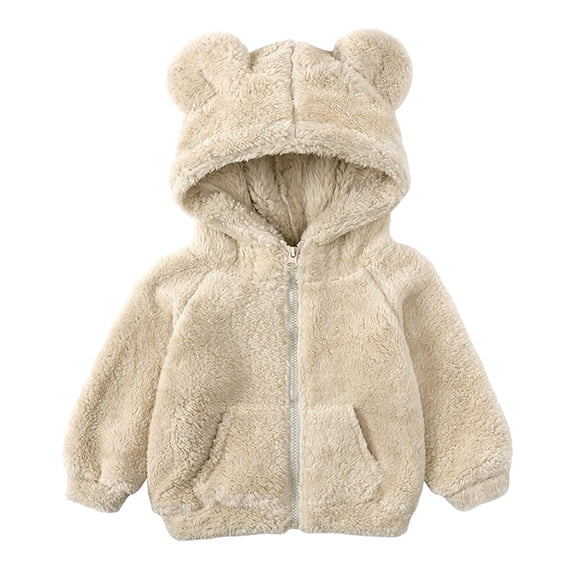 Qudderr 9M-7T Boys Girls Winter Hooded Coat Jacket for Baby Toddler Thick Wool Coat Kids Warm Fleece Outerwear