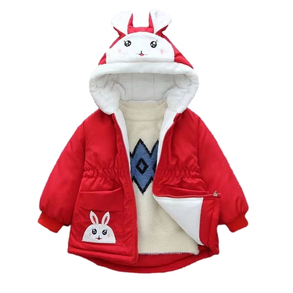 Qudderr Baby Kids Boys Girls Thickened Winter Jacket Tops Toddler Fleece Warm Jacket Coats Padded Snowsuit Outerwear for Boys Girls 1-8 Years Old