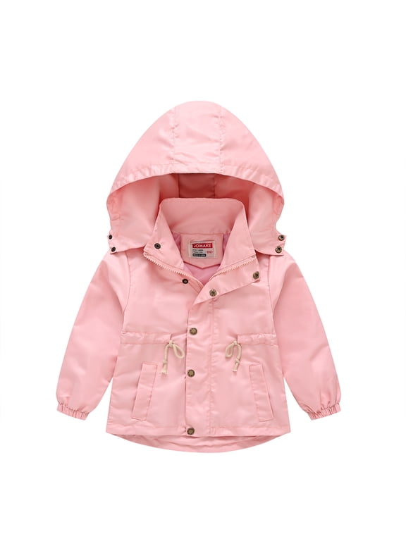 Baby Kids Boys Girls Trench Jacket Rain Jacket Hooded Windbreaker Coats Toddler Spring Fall Lightweight Waterproof Zip Outerwear for Unisex 2-10 Years