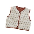 thumbnail image 1 of Qudderr Baby Kids Boys Girls V-Neck Floral Vest Buttons down Sleeveless Jacket for 2-7 Years Fall Winte Puffer Waistcoat, 1 of 8