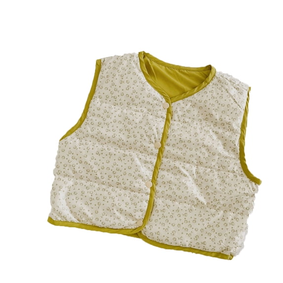 Qudderr Baby Kids Boys Girls V-Neck Floral Vest Buttons down Sleeveless Jacket for 2-7 Years Fall Winte Puffer Waistcoat
