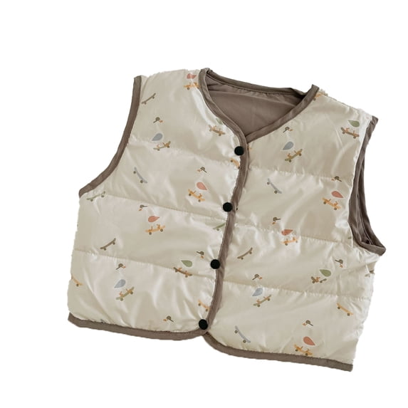 Qudderr Baby Kids Boys Girls V-Neck Floral Vest Buttons down Sleeveless Jacket for 2-7 Years Fall Winte Puffer Waistcoat