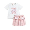 thumbnail image 1 of Qudderr Baby Kids Girls Summer Pullover Short Sleeve T-Shir + Short Skirt Cotton Set Outfit for 18 Months-6 Years, 1 of 9