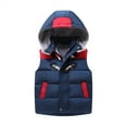 thumbnail image 1 of Qudderr Baby Toddler down Cotton Vest Boys Girls Hooded Warm Sleeveless Jacket 3-12 Years Kids Puffer Waistcoat for Fall Winter, 1 of 6