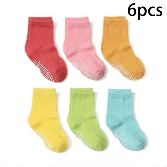 Qudderr Boys Girls Non Slip Socks for Baby Kids Ankle Socks 6 Pack Toddler Cotton Socks,Infant Cute Socks 0-7 Years