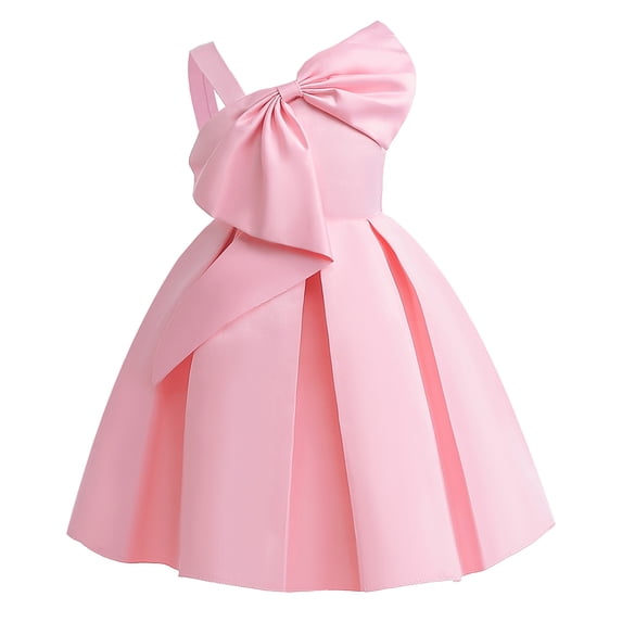 Qudderr Flower Girl Tutu Dress Toddler Baby One-Shoulder Dress Solid Color Princess Dress for Kids Birthday Party Wedding Gown Size 2-10T