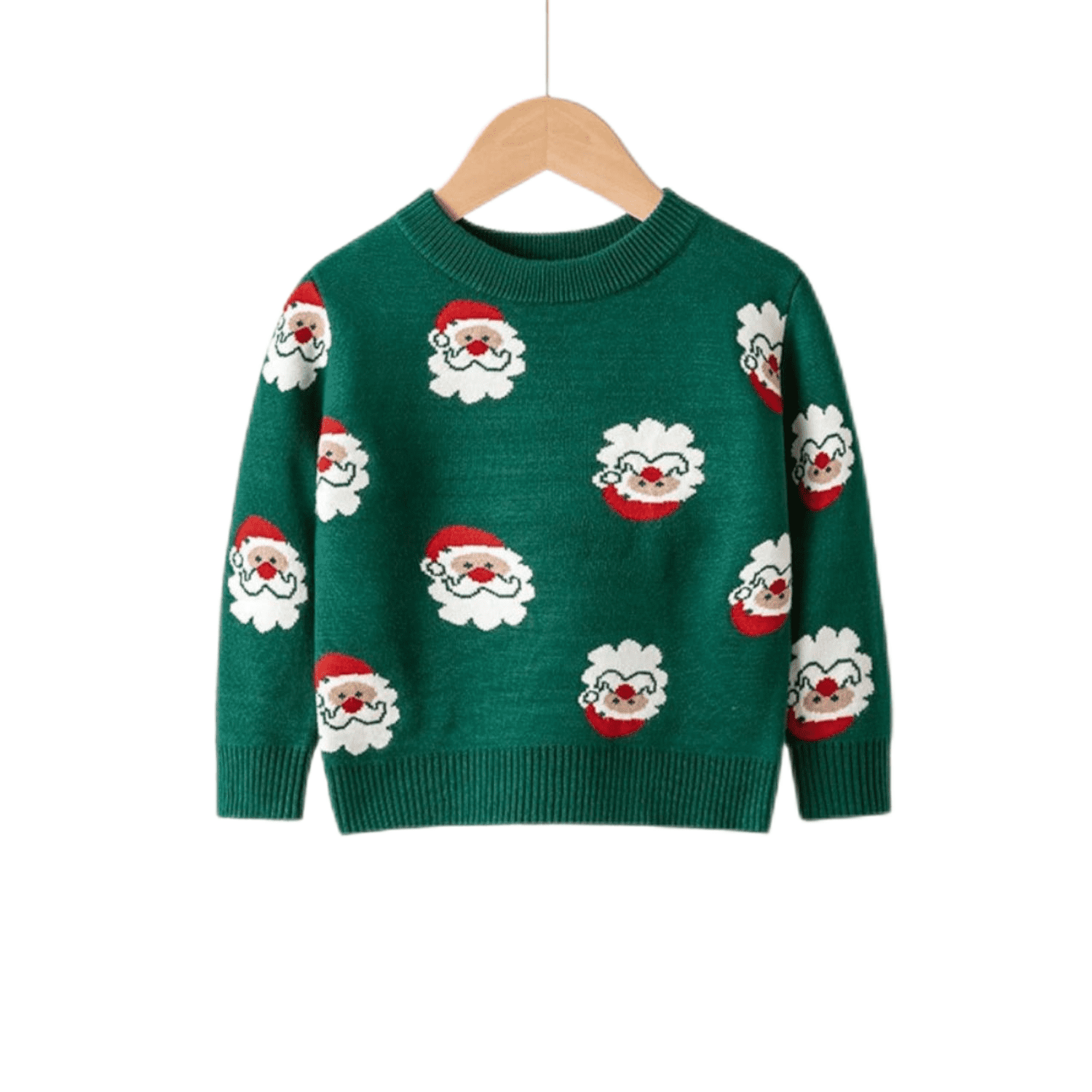 Qudderr Girls Boys Christmas Kids Sweater Green Santa Print Jumper Crewneck Xmas Knitwear Sweaters for Fall Winter 1 6 Years Old Walmart