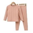 thumbnail image 1 of Chenyin Kids Baby Boys Girls Thermal Underwear Set for 3-12 Years Fall Winter Warm Crewneck Fleece Thermal Top and Bottom 2PCS Outfit, 1 of 9