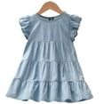 thumbnail image 1 of Qudderr Kids Baby Girls' Denim Casual Dress Ruffled Sleeve Jean Dress for Girls 2-9 Years Crewneck Sundress for Girls, 1 of 9