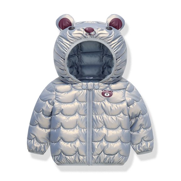 Chenyin Kids Baby Winter down Cotton Jacket Coats for Boys Girls Light Puffer Padded Jacket Ears Hoods Infant Fall Winter Warm Outerwear for Unisex 9M-6T