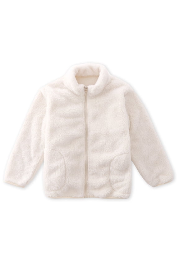 Kids Teen Boys Girls Fleece Jacket Fall Winter Thick Warm Outerwear Toddler Solid Color Coral Velvet Tops Coat 3-17+ Years Old
