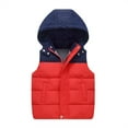 thumbnail image 1 of Qudderr Kids Toddle down Cotton Vest Winter Padded Hooded Sleeveless Jacket Boys Girls College Style Zipper up Waistcoat 4-13T, 1 of 8