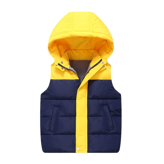 Qudderr Kids Toddle down Cotton Vest Winter Padded Hooded Sleeveless Jacket Boys Girls College Style Zipper up Waistcoat 4-13T