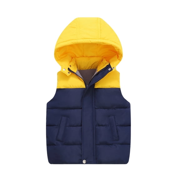 Qudderr Kids Toddle down Cotton Vest Winter Padded Hooded Sleeveless Jacket Boys Girls College Style Zipper up Waistcoat 4-13T