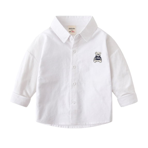 Qudderr Kids Toddler Denim Shirt for Boys 2-8 Years Spring Fall Button Jeans Shirts Baby Long Sleeve Blouse Tops Cotton Dress Shirt