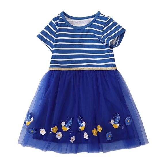 Qudderr Kids Toddler Rainbow Tulle Princess Dress 2-8 Years Girls Printed Dress Baby Girls Summer Mesh Sundress Skirt