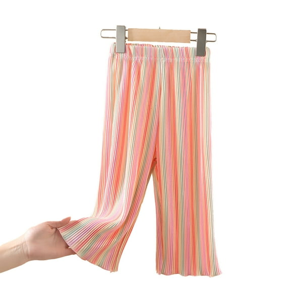 Qudderr Little Girls Wide Leg Pants for Toddler Kids Summer Loose Wide Leg Palazzo 1-9 Years Girls Casual Trousers