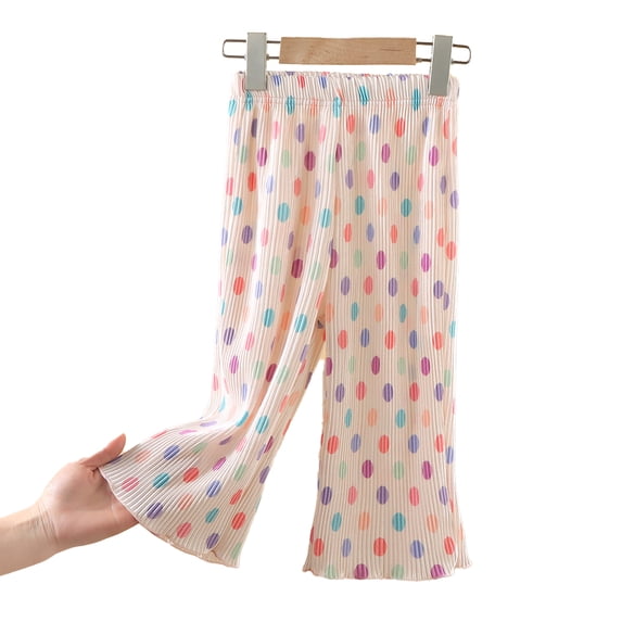 Qudderr Little Girls Wide Leg Pants for Toddler Kids Summer Loose Wide Leg Palazzo 1-9 Years Girls Casual Trousers
