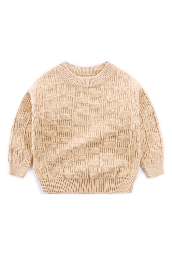 Toddler Baby Boys Girls Knit Pullover Sweater for 2-8 Years Unisex Thick Warm Knit Tops Solid Colors Fall Winter Jumper Jacket for Kids