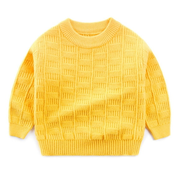 Chenyin Toddler Baby Boys Girls Knit Pullover Sweater for 2-8 Years Unisex Thick Warm Knit Tops Solid Colors Fall Winter Jumper Jacket for Kids