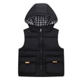 thumbnail image 1 of Qudderr Toddler Kids Boys Girls Hooded Puffer Vest Padded Warm Winter Jacket Sleeveless down Cotton Zipper Waistcoat Coat with Pocket 3-12Y, 1 of 8