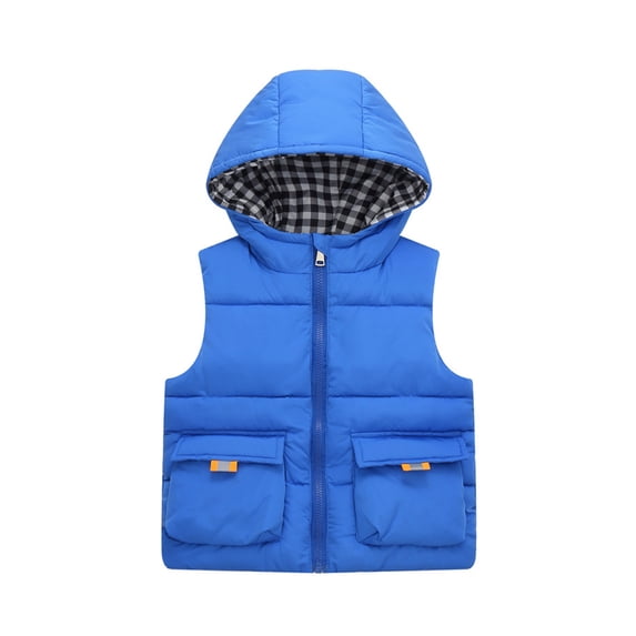 Qudderr Toddler Kids Boys Girls Hooded Puffer Vest Padded Warm Winter Jacket Sleeveless down Cotton Zipper Waistcoat Coat with Pocket 3-12Y