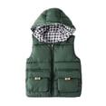 thumbnail image 1 of Qudderr Toddler Kids Boys Girls Hooded Puffer Vest Padded Warm Winter Jacket Sleeveless down Cotton Zipper Waistcoat Coat with Pocket 3-12Y, 1 of 8