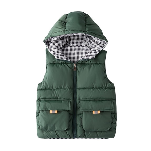 Qudderr Toddler Kids Boys Girls Hooded Puffer Vest Padded Warm Winter Jacket Sleeveless down Cotton Zipper Waistcoat Coat with Pocket 3-12Y