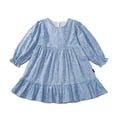 thumbnail image 1 of Qudderr Toddler Kids Girl's Long Sleeve Dresses Baby Floral Casual Dress 18 Months-6 Years Spring Fall Crewneck Sundress for Girls, 1 of 9