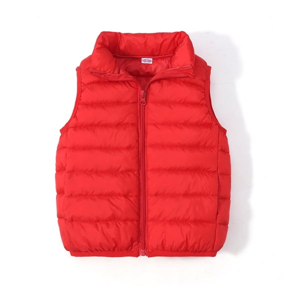 Qudderr Toddler Kids Light-Weight down Puffer Vest for Boys Girls Warm Full-Zip Sleeveless Jacket Solid Color Fall Winte Waistcoat Size 3-13T