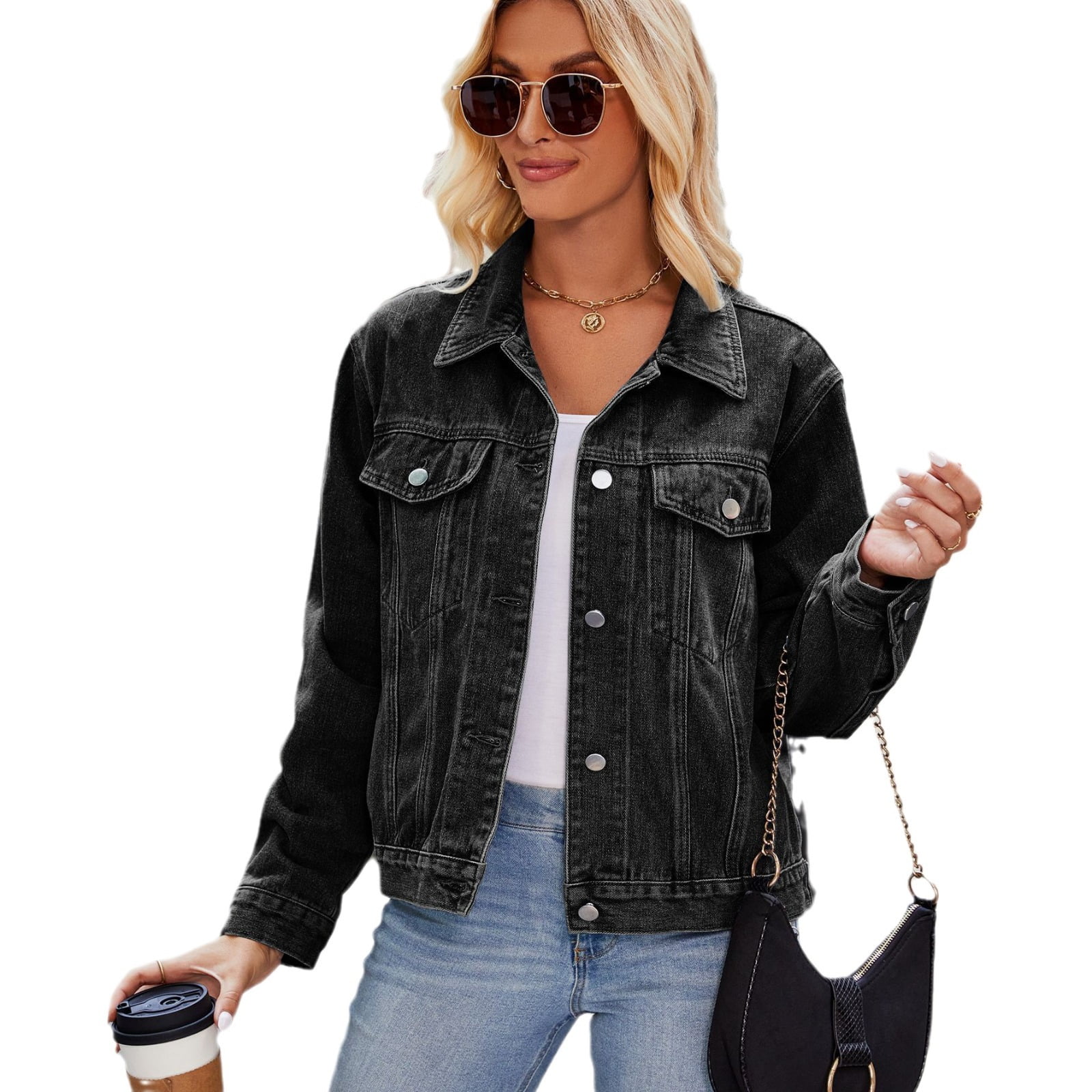 Luvamia Women's Oversized Button Up Frayed Hem Shacket Long