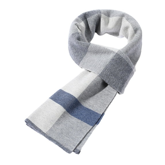 Qudderr Wool Scarf for Men Tartan Warm Plaid Scarf Lightweight Men's Fall Winter Long Scarves